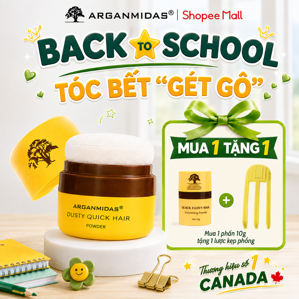Phấn tóc kiềm dầu tạo phồng Arganmidas, phấn tóc Arganmidas làm phồng chân tóc, bồng bềnh lâu bết