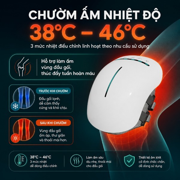 Máy Massage Đầu Gối DELAX Chườm Nóng, Rung Massage, Dùng Cho Đầu Gối Khuỷu Tay Vai DG11