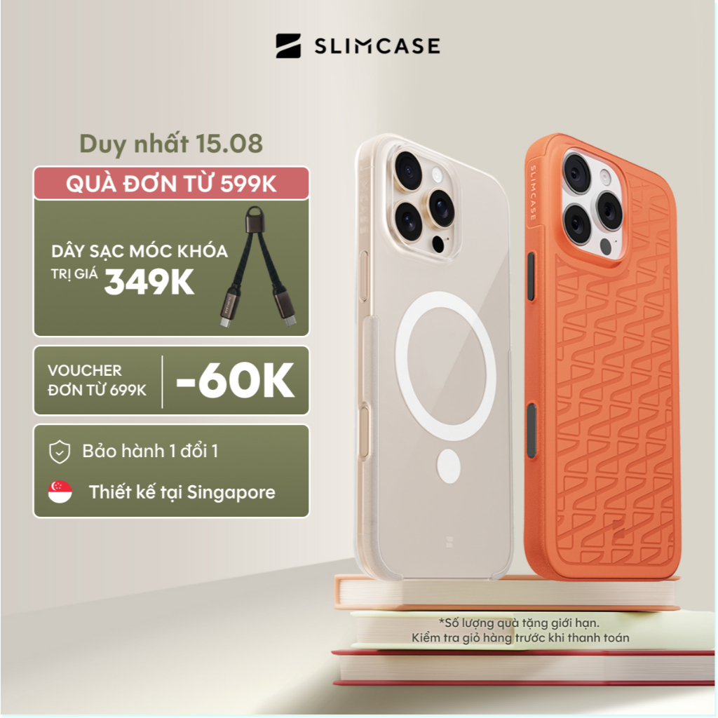 Ốp lưng cho iPhone 16 Pro Max / 16 Pro / 16 Plus / 16 SLIMCASE - Không ố vàng, siêu mỏng, hỗ trợ sạc không dây