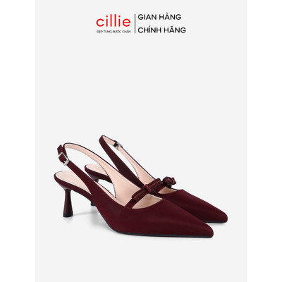 Giày Cao Gót Đi Tiệc Nữ Cillie Slingback Gót Nhọn Mũi Nhọn Thanh Lịch Sang Trọng Giày Mang Tết CG46