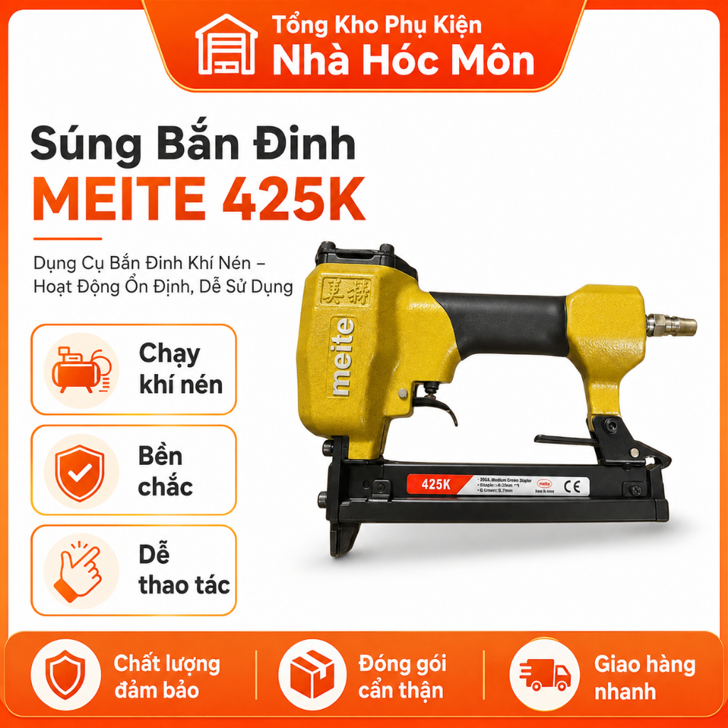 Máy bắn đinh 425K - hiệu Meite - dùng nạp ghim U hệ K công nghiệp từ K410 đến K425