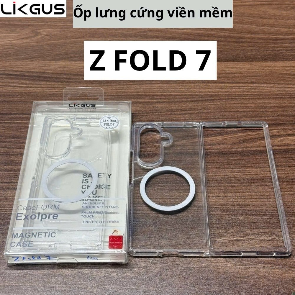 Ốp Lưng Likgus Cứng Viền Mềm Trong Suốt cho Samsung Z Fold 7 – Chính Hãng