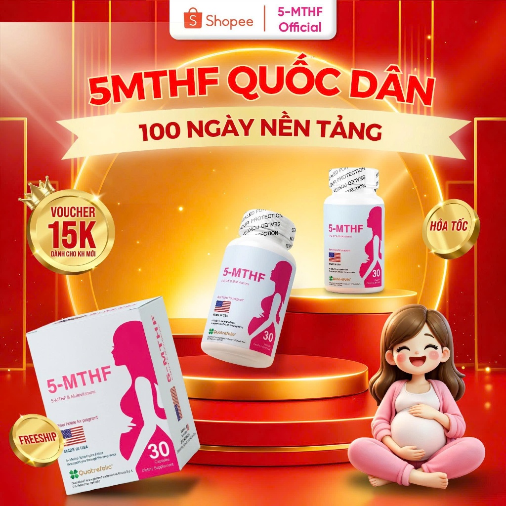 Combo 3 hộp 5MTHF quốc dân Hàng Chính hãng Bổ bầu dùng cho phụ nữ thả bầu, mang thai & cho con bú