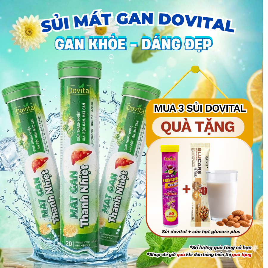 [TOP BÁN CHẠY] Viên Sủi Mát Gan Dovital - TPBVSK Thải Độc Gan, Mát Gan Thanh Nhiệt, Giảm Mụn