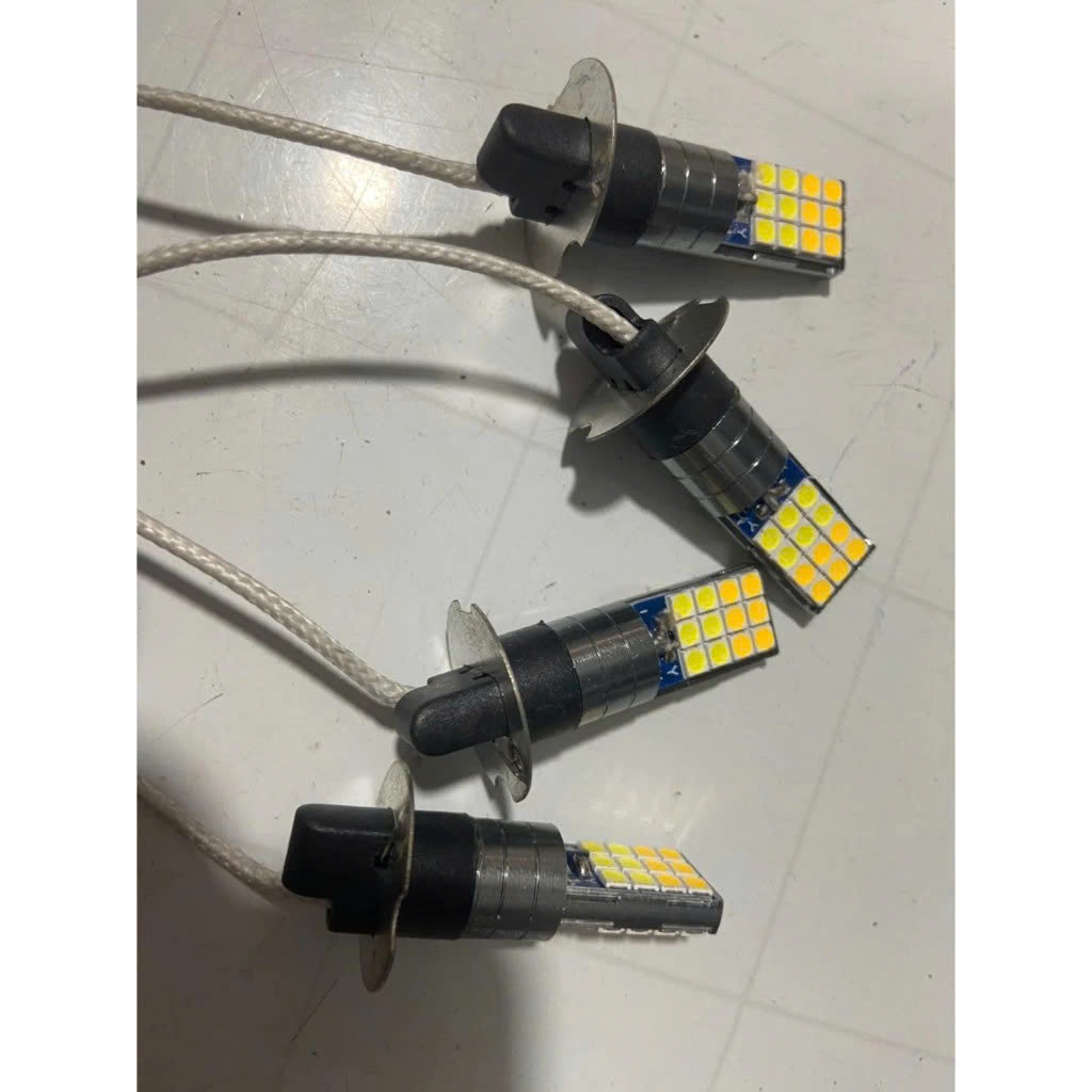 Bóng led H3, bóng đèn led H3 điện 12v 2 pha mầu trắng và vàng