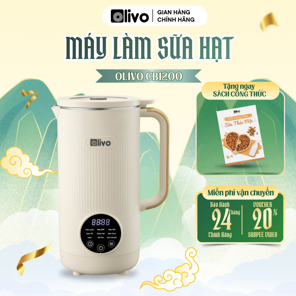 Máy Xay Nấu Đa Năng OLIVO CB1200 Chính Hãng Dung Tích 1200ML 10 Chế Độ Thông Minh Xay Nhuyễn Mịn