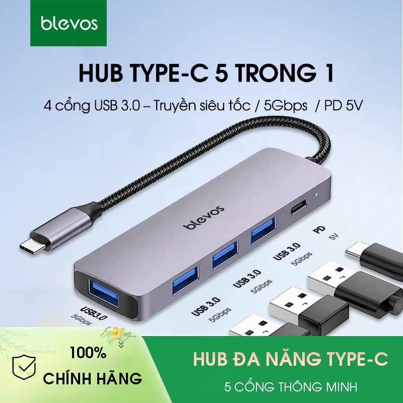 5 trong 1 Hub hia cổng USB 3.0 bộ chuyển đổi Hub chuyển đổi Type C to USB3.0  Hub cổng chuyển đổi ma
