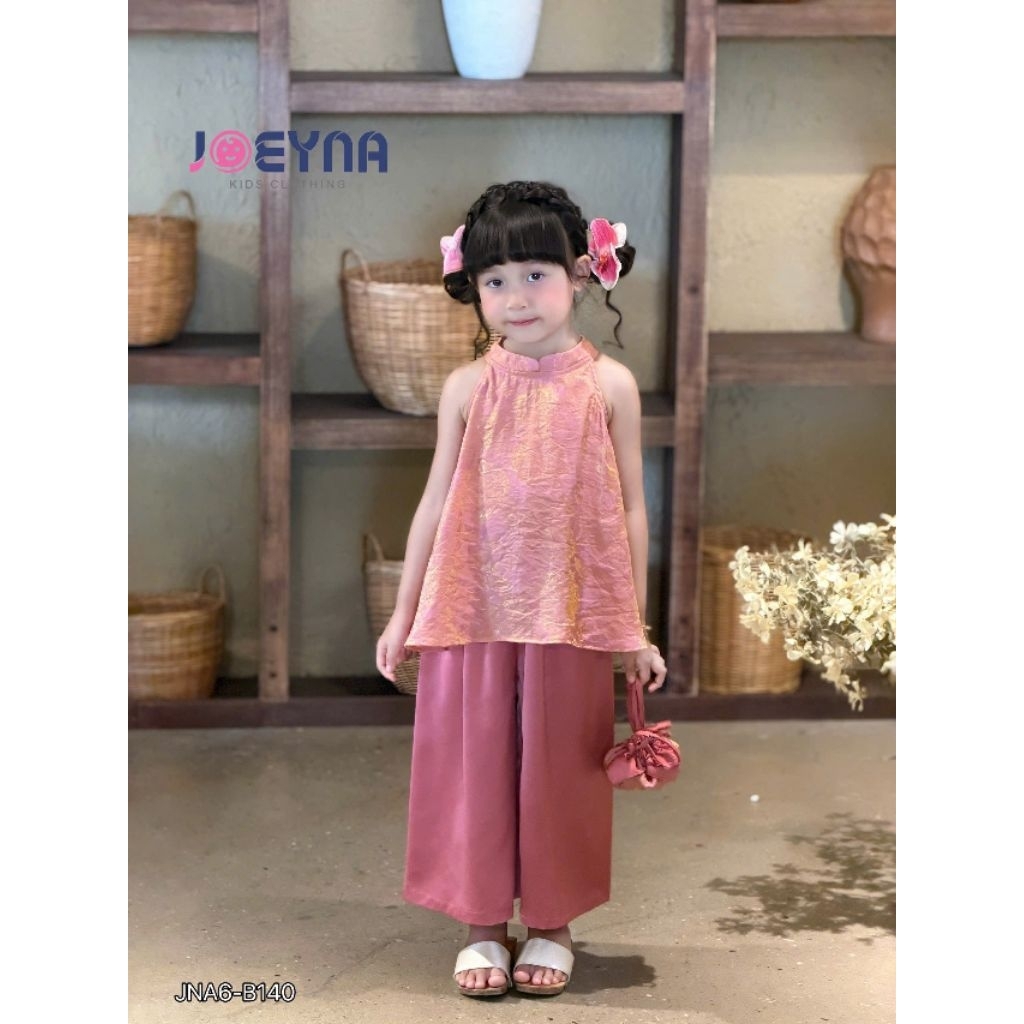 (Tặng túi)Sét bộ yếm lụa ánh kim siêu xinh joeyna cho bé gái