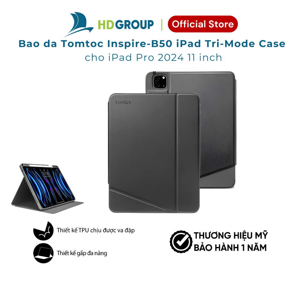 Bao da Tomtoc (USA) Inspire-B50 iPad Tri-Mode Case for iPad Pro 2024 11 inch – B50A4