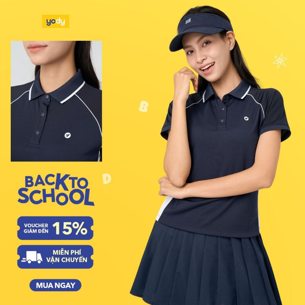 Áo Polo Nữ Yody Thể Thao Phối Màu kiểu dáng thể thao mềm mại thoáng khí thấm hút WAPO26A031