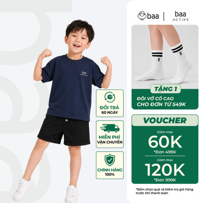 Quần Short Bé Trai Da Cá Đi Chơi, Đi Học Mềm Mịn, Co Giãn (1-10 tuổi) Baababy QU29N