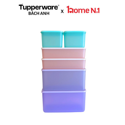 Bộ 6 hộp trữ mát Tupperware Cubix Starter và Rectangle  - Bảo hành trọn đời - Nhựa nguyên sinh PP số 5