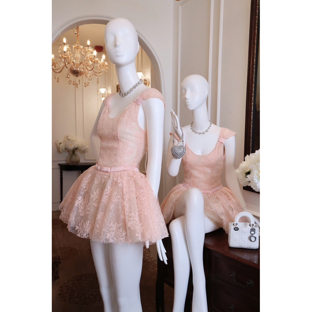 𝐍𝐄𝐖 𝐀𝐑𝐑𝐈𝐕𝐀𝐋 ✨ CAM KẾT CHUẨN HÌNH (𝐎𝐑𝐀𝐍𝐆𝐄 𝐒𝐓𝐔𝐃𝐈𝐎𝐒 ) - Lacie Dress 5 - Đầm Thiết Kế SN Nơ Eo Ren Xoè