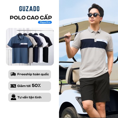 Áo Polo Cá Sấu Nam GUZADO Vải Dệt Cá Sấu Thoáng Khí, Form Thanh Lịch Nam Tính GPL04-GCPS25S004