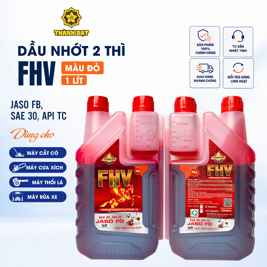 Dầu nhớt động cơ 2 thì FHV 1L cho máy cắt cỏ máy cưa và xe máy 2T