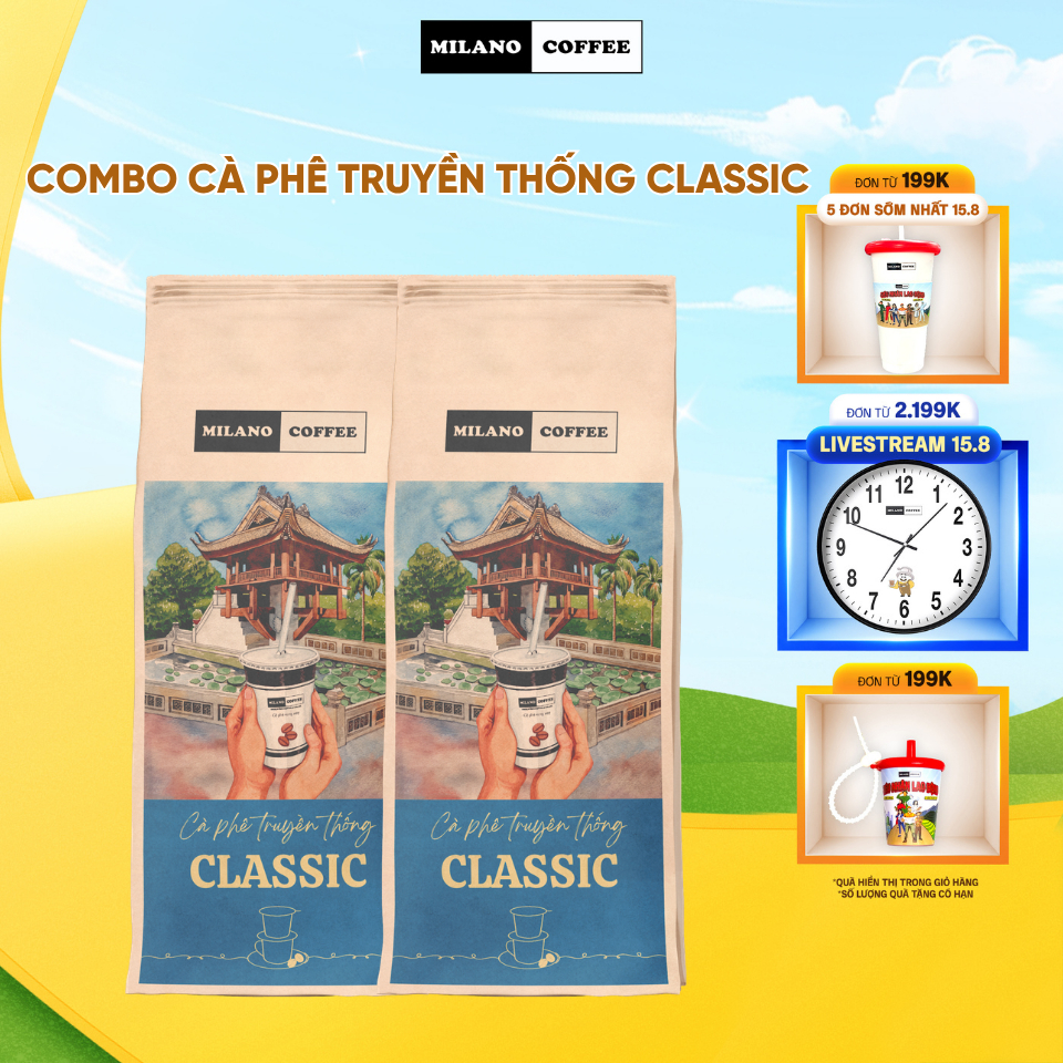 Combo 2 gói Cà phê Milano loại cà phê Đá 1 Truyền Thống 250g