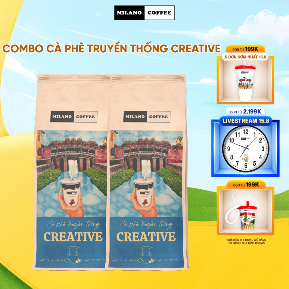 Combo 2 gói Cà phê Milano loại Truyền Thống Creative 250g