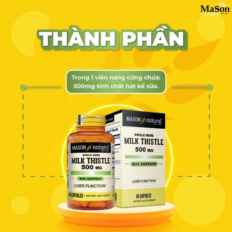 [NHẬP KHẨU] Viên Uống Mason Natural Milk Thistle 500mg (60 Viên) +Ferrous Gluconate Mason Natural Hộ