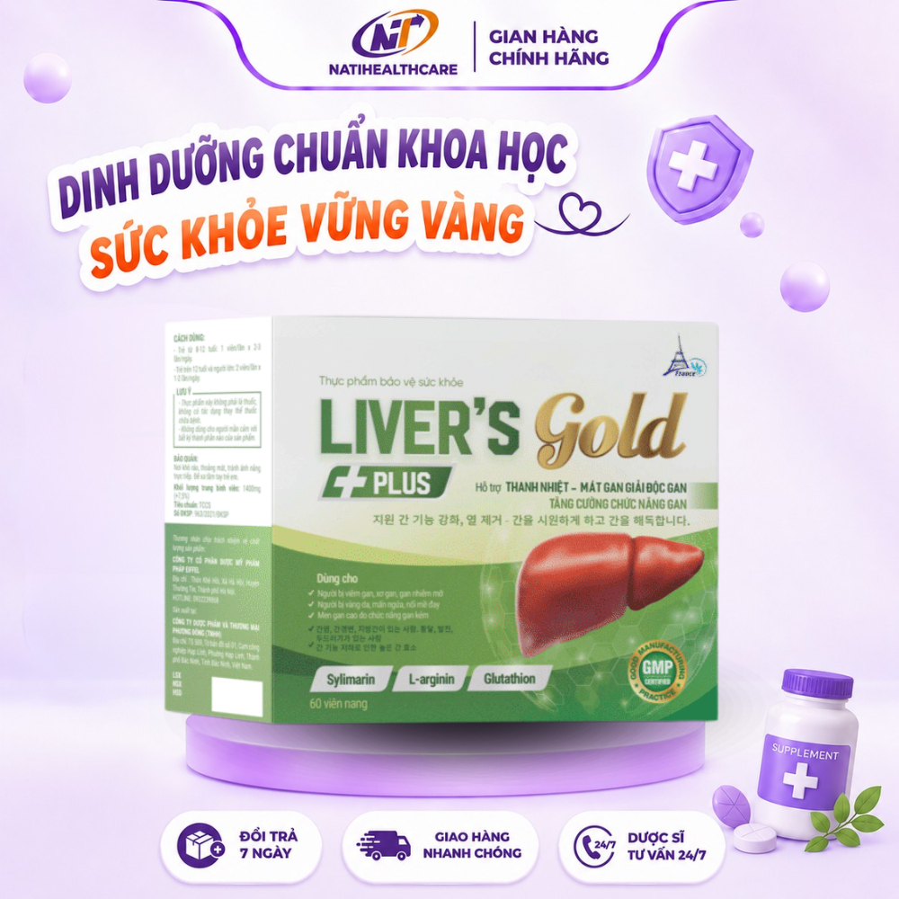 Liver's Gold Plus - Viên Uống Bổ Gan, Hỗ Trợ Tăng Cường Chức Năng Gan (Hộp 60 Viên) | Chính Hãng HCS