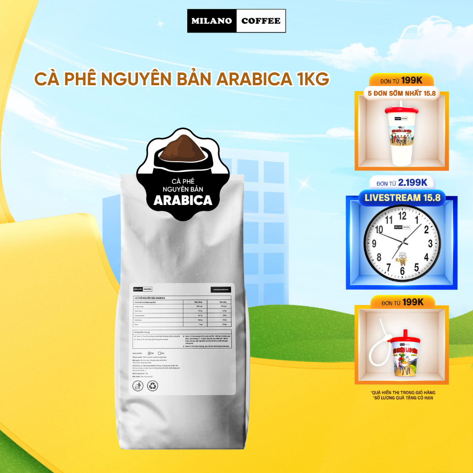 Cà phê nguyên bản Arabica Milano Coffee (1kg)