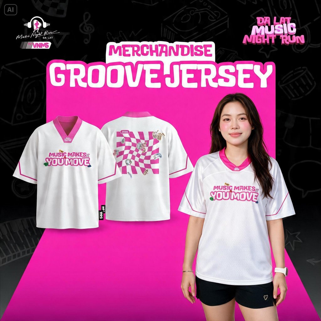 [DALAT MUSIC ] Áo Thun Unisex MOTIVE x DALAT MUSIC NIGHT RUN Groove Jersey
