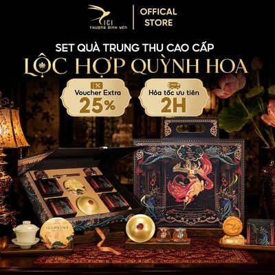 (Chỉ Giao Hỏa Tốc Hà Nội) Set Trung Thu Cao Cấp Biếu Tặng Lộc Hợp Quỳnh Hoa, Cici Thượng Đỉnh Yến Set Quà Tổ Yến