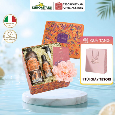 Hộp quà tặng Sữa tắm nước hoa Tesori 500ml và Nước hoa 100ml Tesori kèm túi thiệp phiên bản mới 2025