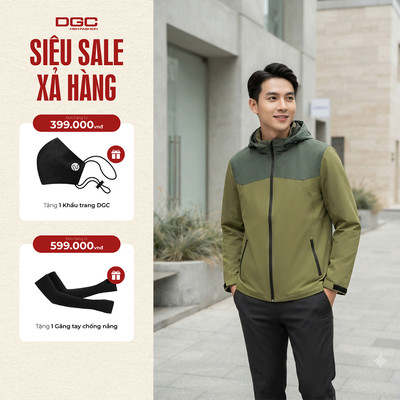 Áo khoác nam DGC phối màu thời trang dáng thể thao năng động có mũ trùm đầu tiện lợi mã WAJKBA10M