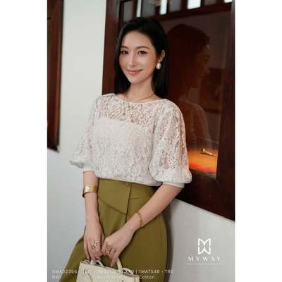 Áo Sơ Mi Cách Điệu Nữ MY WAY Ren Họa Tiết Sang Trọng 5MA02356
