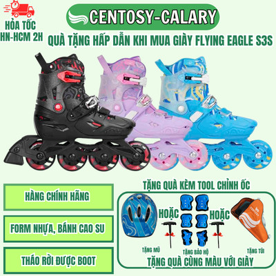 [TẶNG BV] Giày Patin Trẻ Em [Centosy] Flying Eagle S3S Cosmo Form Nhựa Cao Cấp Bánh Cao Su Đặc Có Phanh An Toàn Cho Bé