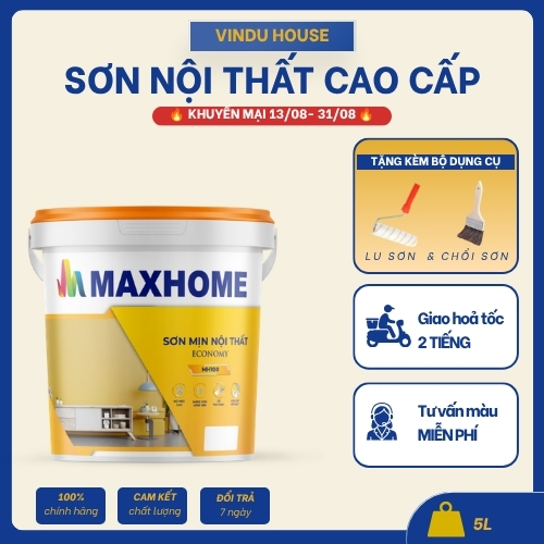 Sơn Nội Thất Cao Cấp Tone Màu Be 5L  - Sơn mịn trong nhà ít mùi, che phủ cao, màu be hiện đại | Vind