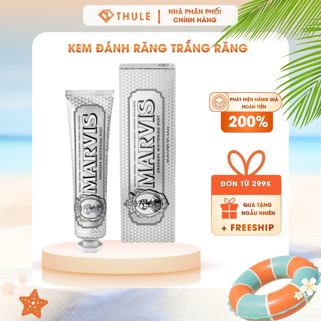 Kem Đánh Răng Trắng Răng Cao Cấp Marvis Whitening Mint / Smoker Whitening Mint (Tuýp 85ml)