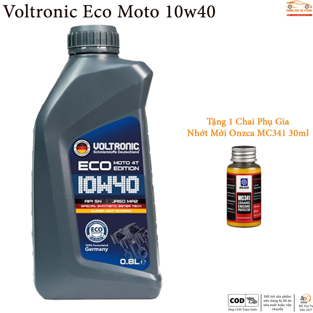 Dầu Nhớt Xe Số, Côn Tay Voltronic ECO Moto - Tặng Kèm 1 Chai Phụ Gia Nhớt Mới Ceramic Onzca Mc341