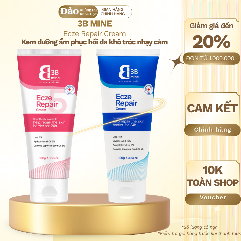 3Bmine Ecze Repair Cream 100g Kem Dưỡng Ẩm Phục Hồi Da Khô Bong Tróc Nhạy Cảm