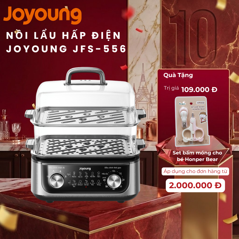 Nồi lẩu hấp đa năng Joyoung JFS-556 | Dung tích 16L | Công suất 1600W