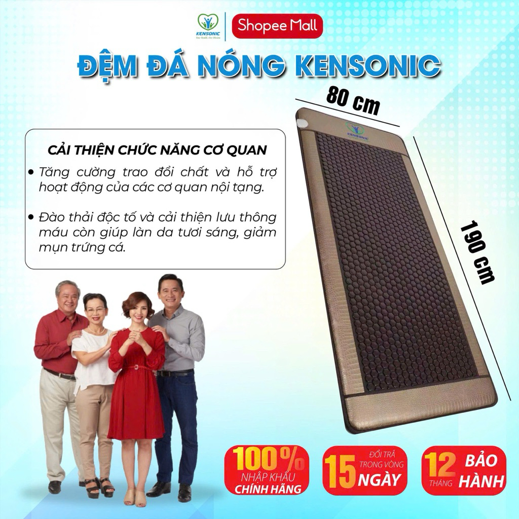 Nệm mát xa đá nóng giảm đau nhức xương khớp giữ ấm cơ thể điều hòa thân nhiệt 80x190cm Kensonic KS-I