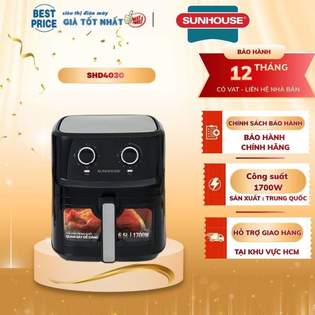 SHD4030 / Nồi chiên không dầu Sunhouse 6.5 lít