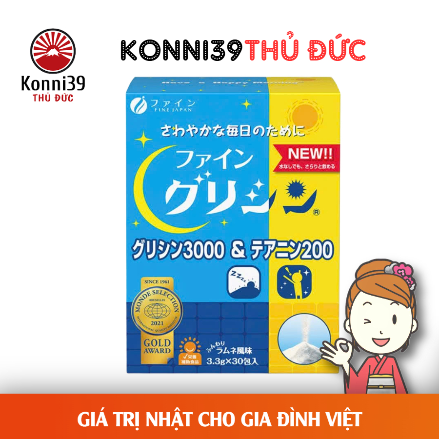 BỘT HỖ TRỢ NGỦ NGON FINE JAPAN (HỘP 30 GÓI), GLYCINE 3000 & THEANINE 200