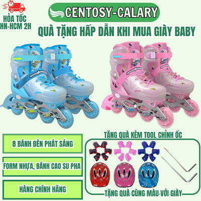 [Tặng bảo vệ tay chân] Giày Patin Trẻ Em Centosy Baby Có 8 Bánh Đèn Sáng Giày Trượt Patin Trẻ Em Form Nhựa Chắc Chắn