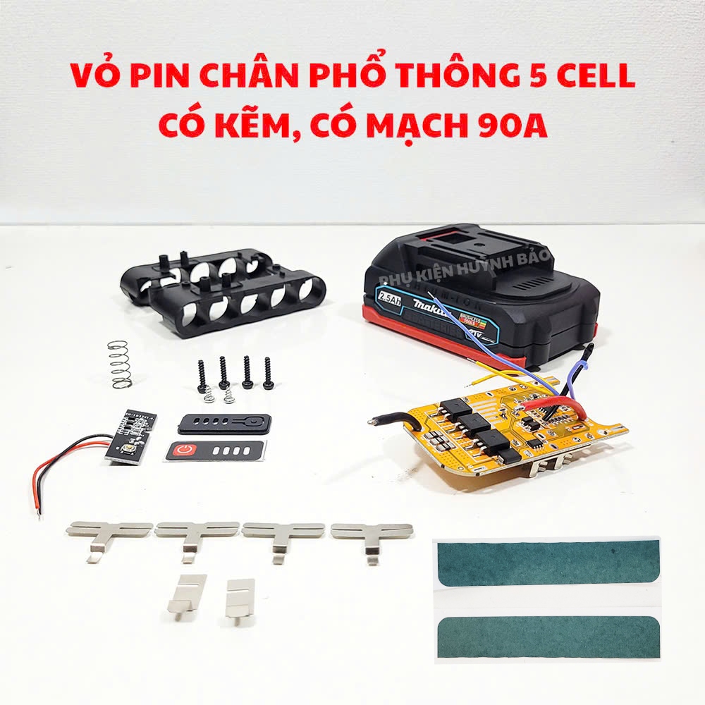 Vỏ Mạch Pin Makita 5s1p 5s2p 5s3p Chống Sốc Có Báo Pin- HTB