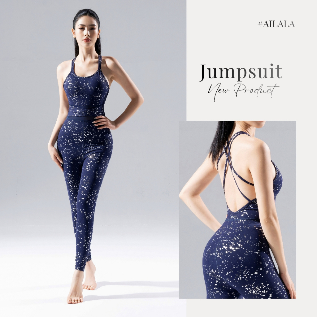 AiLALA LUX68 Jumpsuit Thể Thao Nữ Liền Thân, Có Đệm, Đan Dây Tôn Dáng, Tập Yoga Pilates, Size S–XL