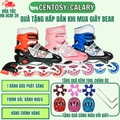 [Tặng Bảo Vệ Tay Chân] Giày Trượt Patin Trẻ Em Centosy Bear Có 1 Bánh Đèn Phát Sáng-Tăng Chỉnh 3 Size Cho Bé Sử Dụng