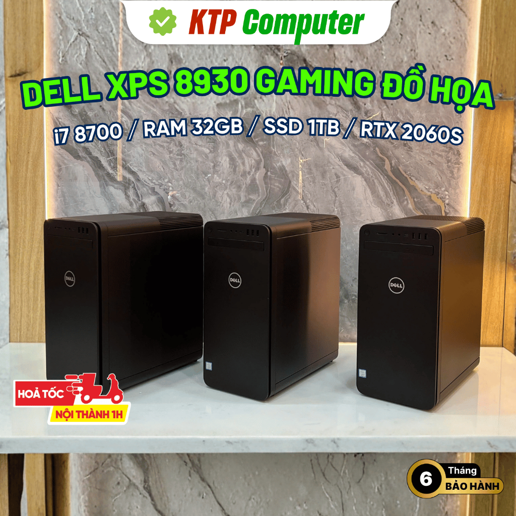 Dell XPS 8930 Gaming Đồ Họa (i7 8700 / RAM 16-32GB / SSD 256GB-1TB / RTX 2060S / Renew Fullbox)
