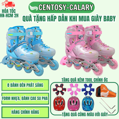 [ Tặng Bảo Vệ ] Giày Patin Trẻ Em Centosy BABY Có 8 Bánh Phát Sáng -Bánh Cao Su Pha, Form Chắc Chắn - Phanh An Toàn