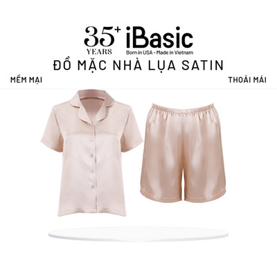 Đồ bộ mặc nhà nữ iBasic lụa satin áo tay ngắn quần đùi HOMW069