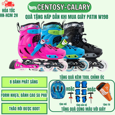 [Tặng Bảo Hộ] Giày Patin Trẻ Em Thi Đấu Cao Cấp [CENTOSY] W198QS - 8 Bánh Phát Sáng Có Chế Độ Khoá Bánh,Phanh An Toàn