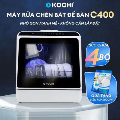 Máy rửa chén bát để bàn KOCHI C400 - sức chứa 4 bộ - Không lắp đặt - Rửa nước nóng áp suất cao -Sấy PTC - Lưu trữ 72 giờ