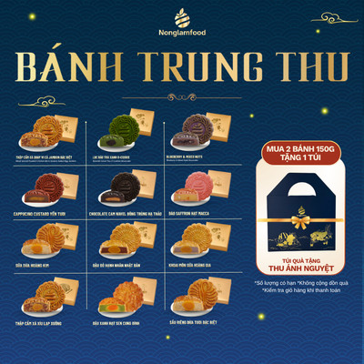 Bánh Trung Thu NONGLAMFOOD 2026 Hơn 12 Loại Bánh Nướng Đa Dạng Hương Vị Nhân Mặn & Chay 80g, 150g