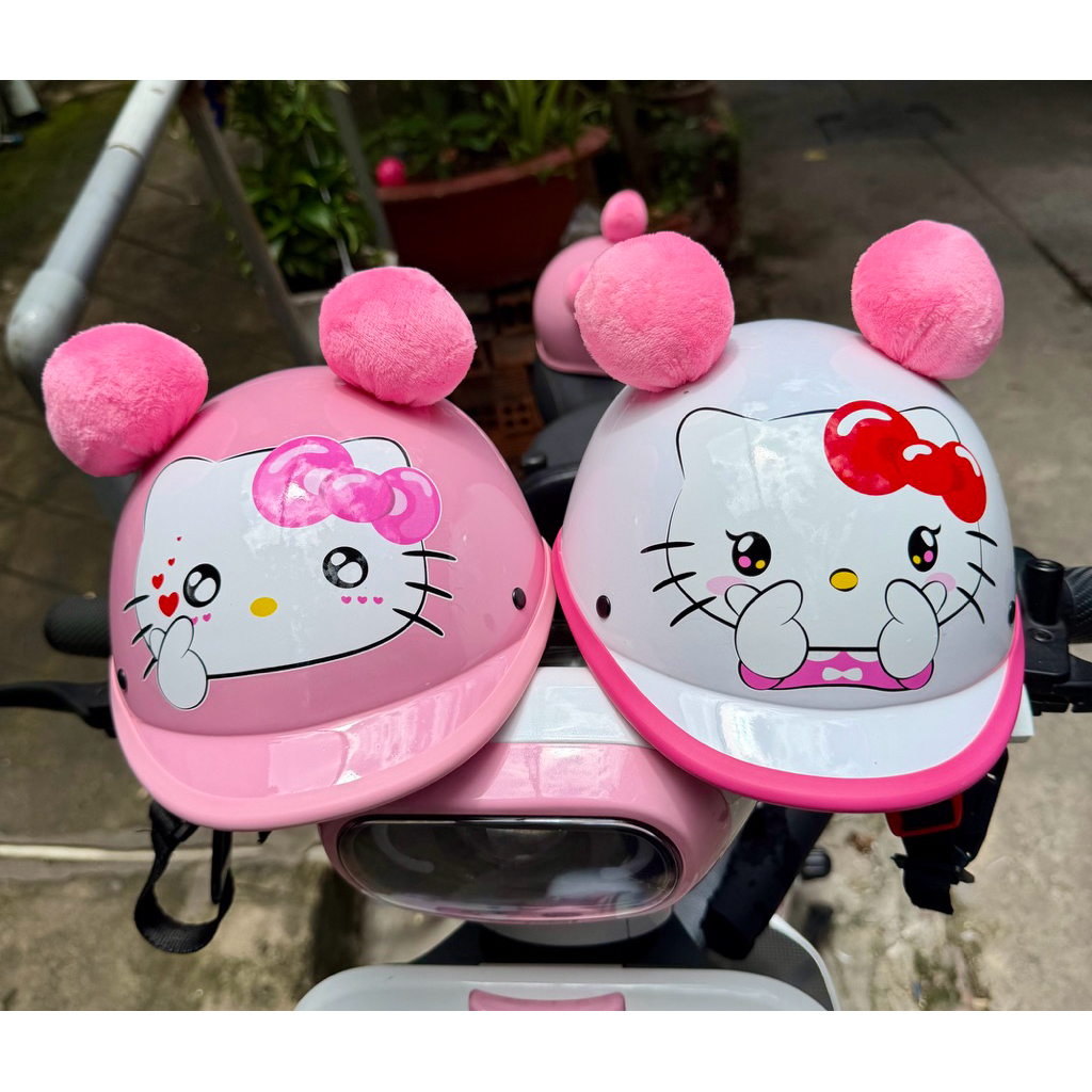 helo kitty - Mũ bảo hiểm helo kitty dành cho bé từ 1 - 3 tuổi