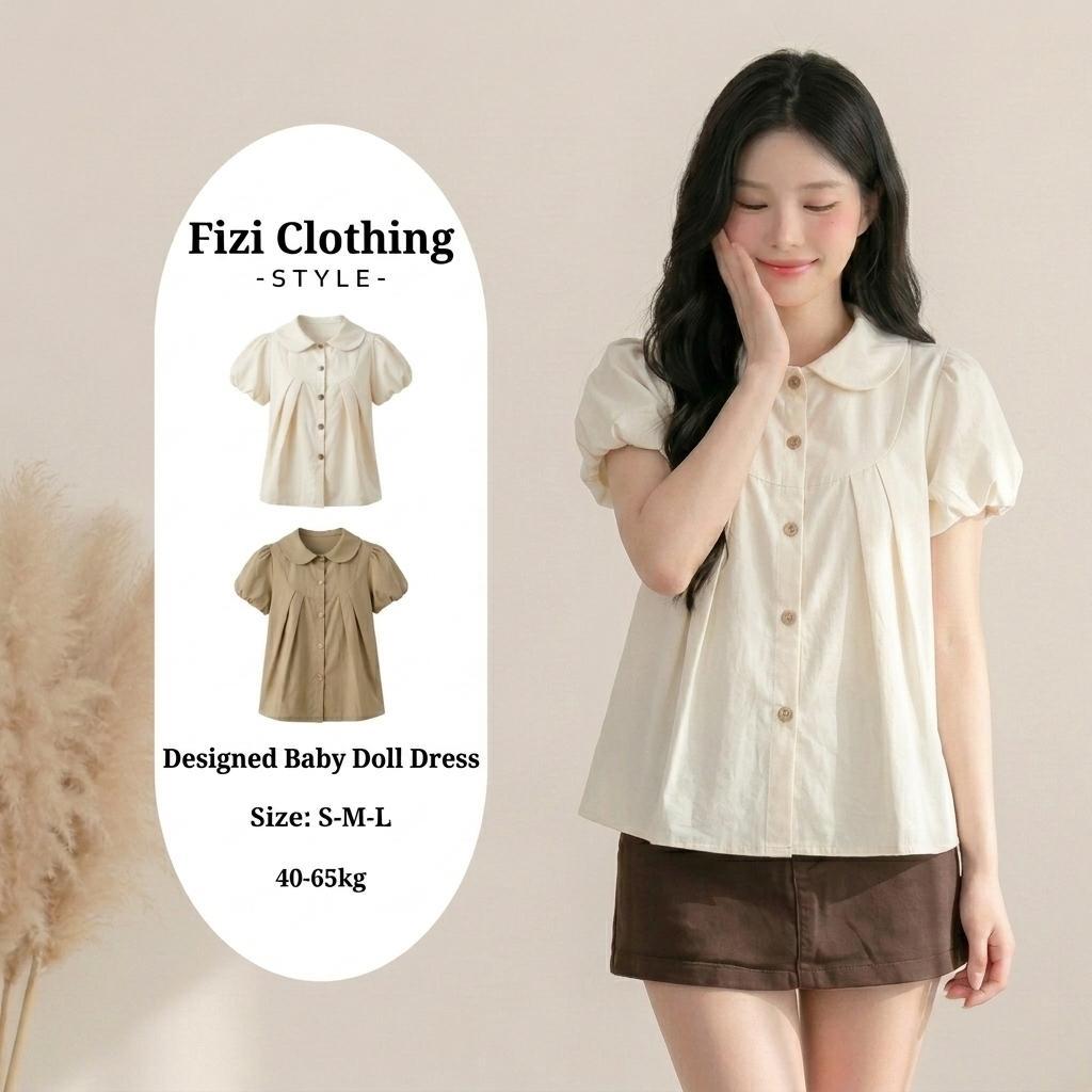 Áo Nữ Xinh Baby Doll Phong Cách Dễ Thương Tiểu Thư, Vải Mềm Mát, Mặc Lên Siêu Xinh Fizi Clothing A06